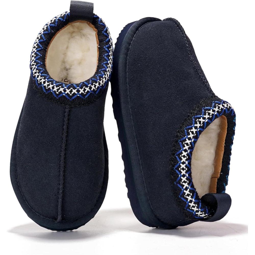 imageProject Cloud 100 Genuine Leather ampamp Australian Shearling Slippers for Kids  Memory Foam Fuzzy ampamp NonSlip Fluffy Slippers Girls Footwear ampamp Boys Footwear Kids Unisex Shoe Dream WarmNavy Suede