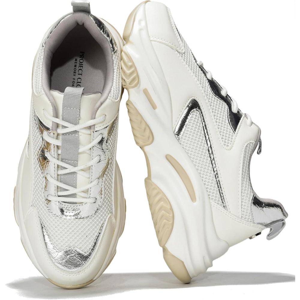 imageProject Cloud Chunky Platform Sneakers for Women  Comfortable Memory Foam Insole Shoes for Women Footwear  Laceup Womens Shoes ampamp Fashion Sneakers CocoWhite