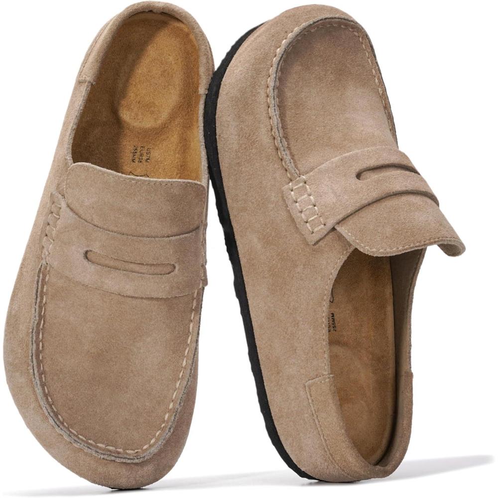 imageProject Cloud Genuine Leather Clogs for Women Memory Foam Insole Womens Clogs NonSlip Outsole Mules for Women Footwear Womens Mules ampamp Clogs Fall Shoes HavenLight Beige Suede