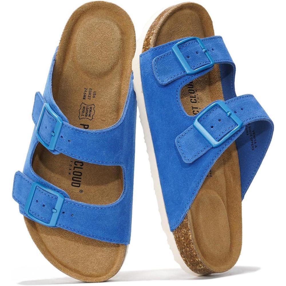 imageProject Cloud Genuine Leather Flat Sandals Women 2025 Beach Essentials Womens Sandals Memory Foam Vacation Essentials Slides for Women Footwear VenitaOcean