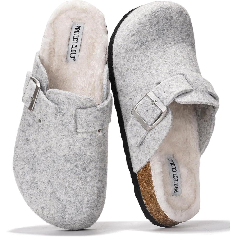 imageProject Cloud Genuine Leather Footbed Clogs for Women  Memory Foam Arch Support Slippers for Women  Trendy Slipons Womens Mules ampamp Clogs Sandals BentonNatural Wool