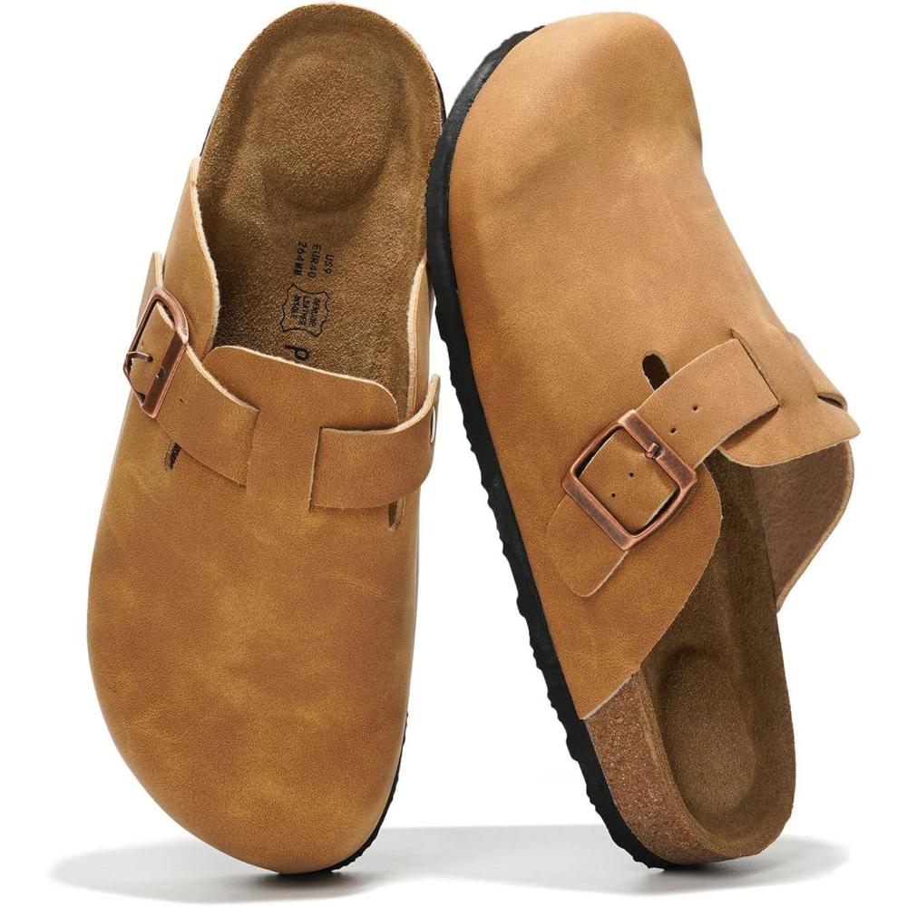 imageProject Cloud Genuine Leather Footbed Clogs for Women  Memory Foam Arch Support Slippers for Women  Trendy Slipons Womens Mules ampamp Clogs Sandals BentonChestnut