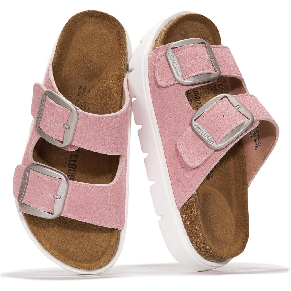 imageProject Cloud Genuine Leather Platform Sandals Women Footwear  Wedge Chunky Sandals Womens sandals with Memory Foam Insole and Cork Footbed GREECECHUNKYMauve Suede