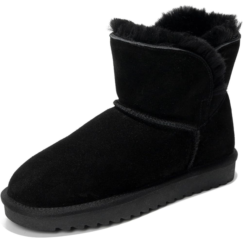 imageProject Cloud Genuine Leather Womens Boots  Natural Fur Lined Ankle Boots for Women with Memory Foam Insole  Comfortable Booties for Women Footwear TimmyBlack