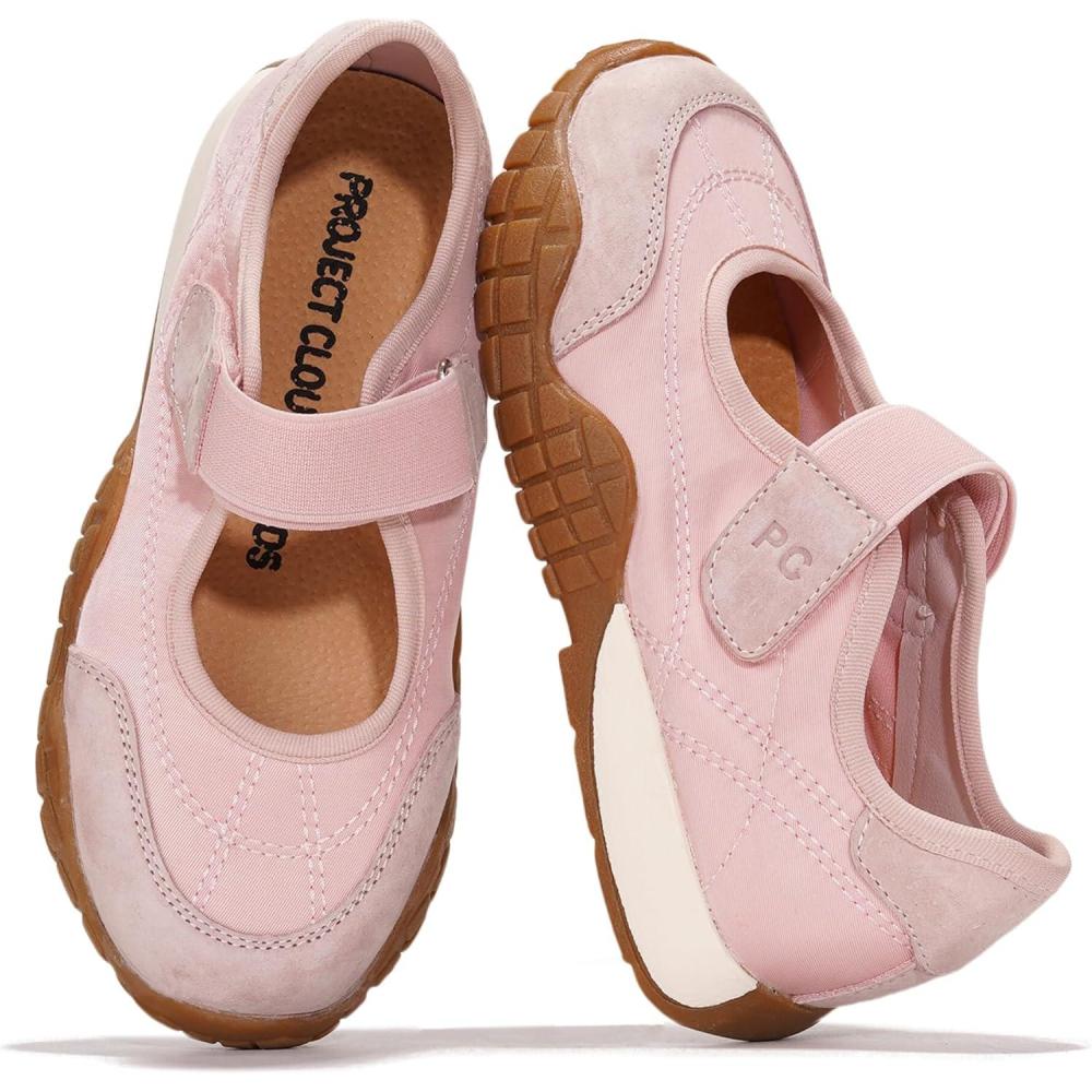 imageProject Cloud Girls Shoes  Memory Foam Insole Kids Shoes Girls Sneakers  Lightweight Mary Jane Flats ampamp NonSlip Comfortable Kids Sneakers Little DonnaPink