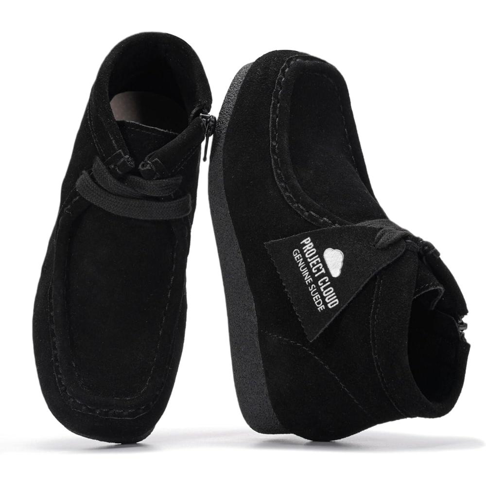 imageProject Cloud Kids Boots 100 Genuine Leather Chukka NonSlip Fall Shoes Girls Boots for Kids with Memory Foam Insole ampamp Gum Rubber Sole Boys ampamp Girls Shoes Kids WallybootBlack Suede