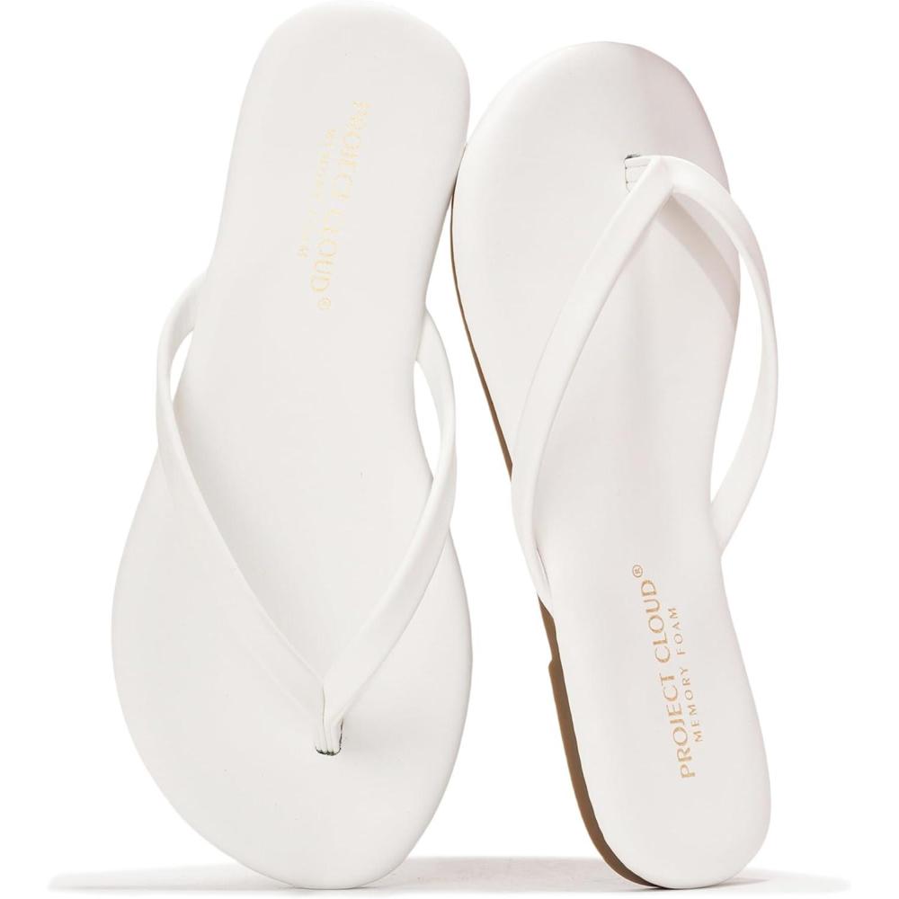 imageProject Cloud Kids Sandals For Girls Footwear with Memory Foam Insole Kids Flip Flops Lightweight ampamp Slip Resistant Girls Sandals Summer Beach Essentials Little FoundationsWhite