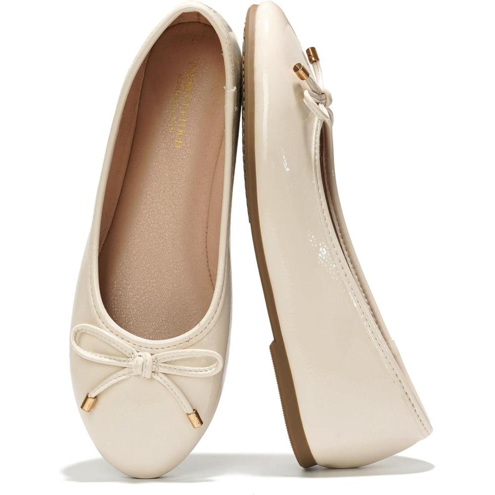 imageProject Cloud Memory Foam Ballet Flats Shoes for Women Footwear and Lightweight Casual Flats for Women  Non Slip Comfortable Ballet Shoes EllisonBone Patent