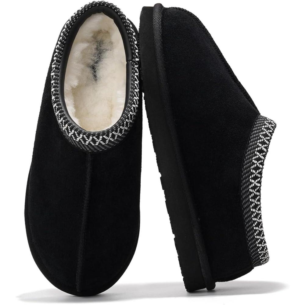 imageProject Cloud Mens Slippers 100 Genuine Leather with Australian Shearling Lining ampamp Memory Foam Insole Outdoor ampamp House Slippers for Men  NonSlip Fuzzy Mens ShoesRelaxationBlack