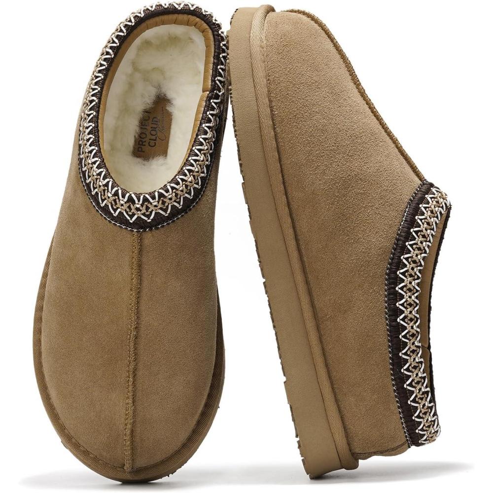 imageProject Cloud Mens Slippers 100 Genuine Leather with Australian Shearling Lining ampamp Memory Foam Insole Outdoor ampamp House Slippers for Men  NonSlip Fuzzy Mens ShoesRelaxationChestnut