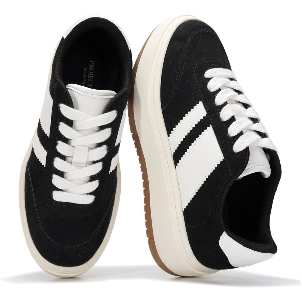 imageProject Cloud Platform Girls Sneakers Lightweight Memory Foam Insole Laceup Kids Shoes with Trendy Styles NonSlip Fashion Platform Boys and Girls Shoes Little NitaBlack