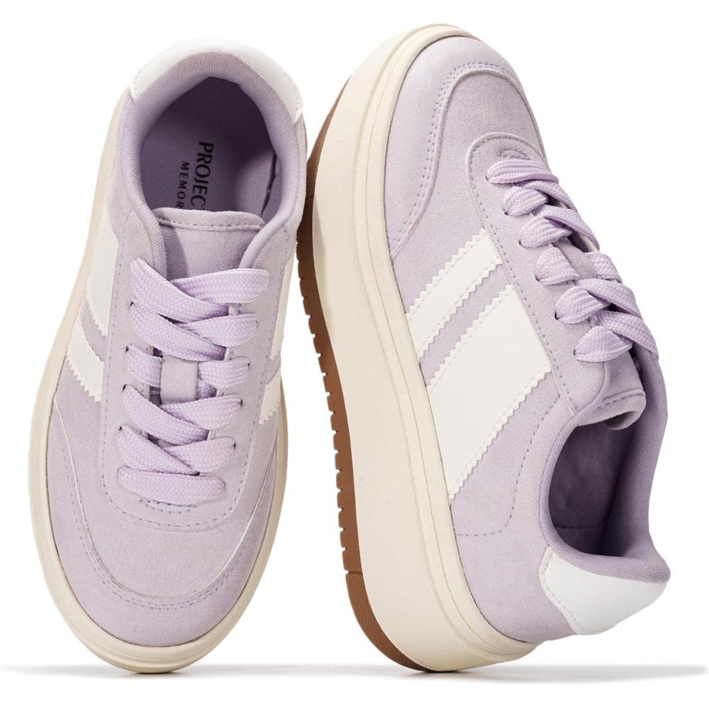 imageProject Cloud Platform Girls Sneakers Lightweight Memory Foam Insole Laceup Kids Shoes with Trendy Styles NonSlip Fashion Platform Boys and Girls Shoes Little NitaSweet Purple
