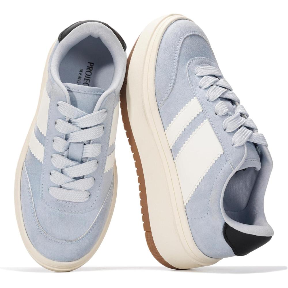 imageProject Cloud Platform Girls Sneakers Lightweight Memory Foam Insole Laceup Kids Shoes with Trendy Styles NonSlip Fashion Platform Boys and Girls Shoes Little NitaSky Blue