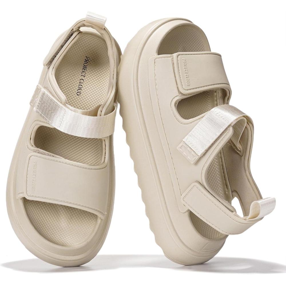 imageProject Cloud Platform Sandals for Women 2025  Memory Foam Insole Lightweight ampamp SlipResistant Womens Sandals  Stylish BeachReady Waterproof Women Footwear GoldieNude