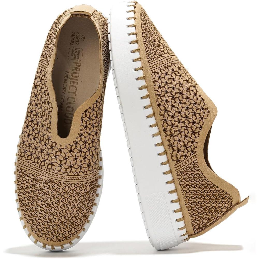 imageProject Cloud Platform Sneakers for Women  Leather Insole Loafers for Women with Memory Foam  Casual Slip On Womens Loafers with Flexible Outsole AsterNude