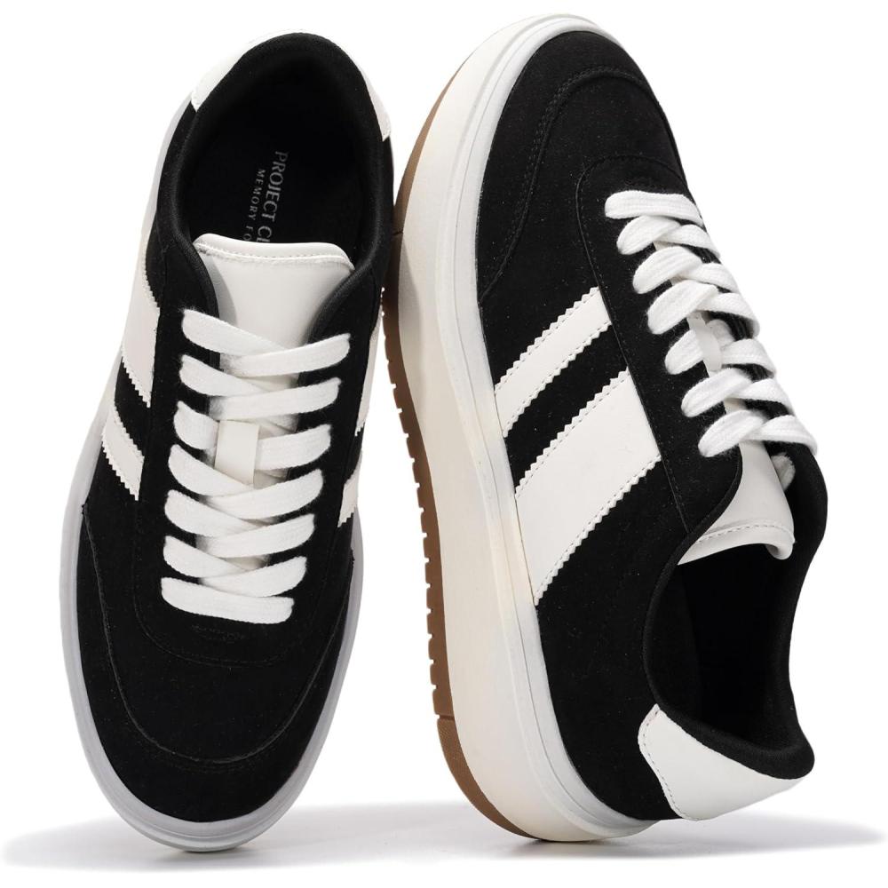 imageProject Cloud Platform Sneakers for Women  Lightweight Memory Foam Insole Womens Sneakers  NonSlip Fashion Sneakers for Women Footwear  Womens Fashion Platform Shoes NitaBlack