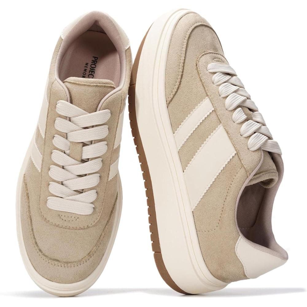 imageProject Cloud Platform Sneakers for Women  Lightweight Memory Foam Insole Womens Sneakers  NonSlip Fashion Sneakers for Women Footwear  Womens Fashion Platform Shoes NitaTaupe