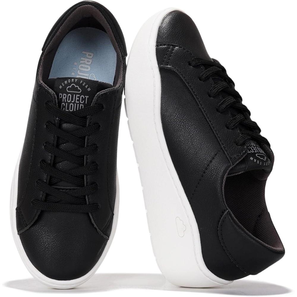 imageProject Cloud Platform Sneakers for Women Lightweight Womens Sneakers with Memory Foam Insole Non Slip LaceUp Womens Shoes Perfect Summer Shoes for Women 2025 BossyBlack