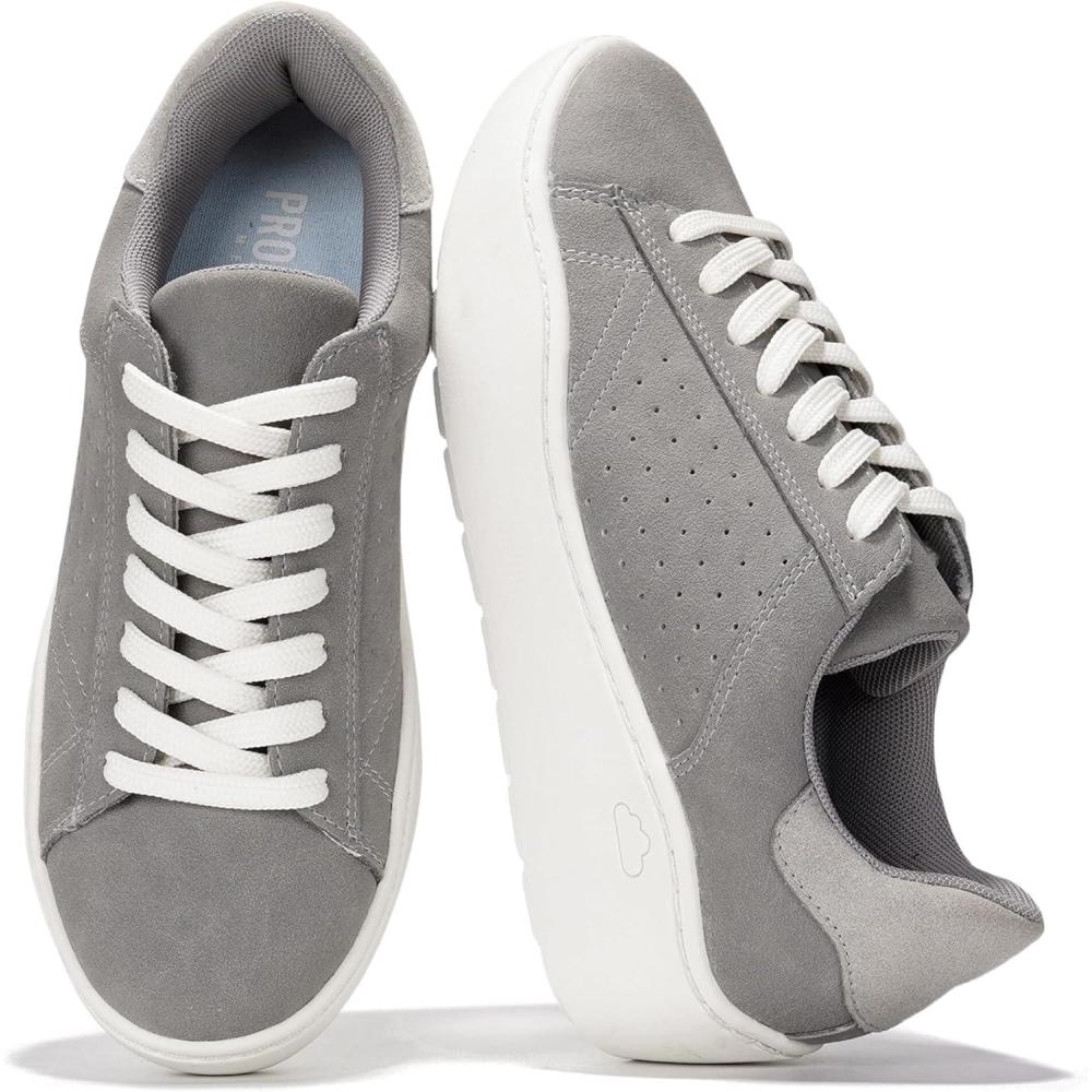 imageProject Cloud Platform Sneakers for Women Lightweight Womens Sneakers with Memory Foam Insole Non Slip LaceUp Womens Shoes Perfect Summer Shoes for Women 2025 BossyLight Grey