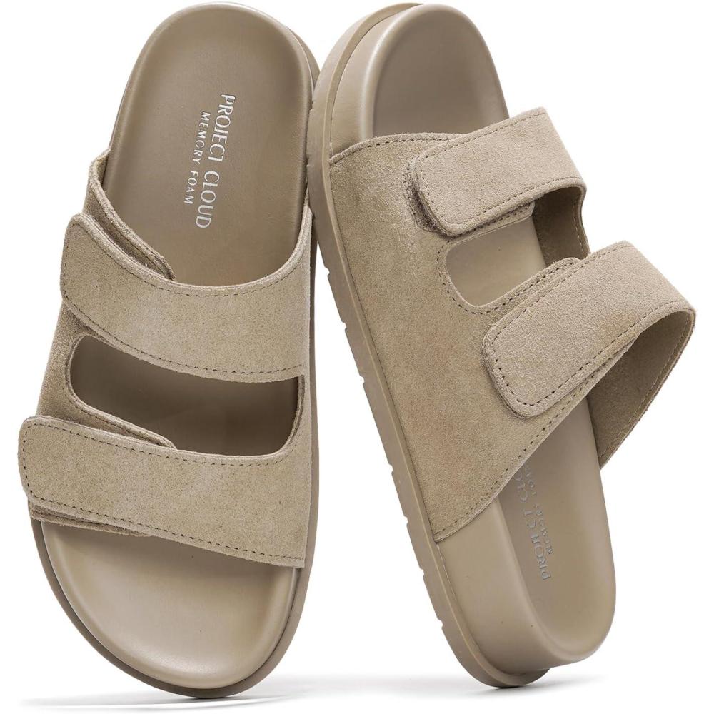 imageProject Cloud Platform Summer Sandals for Women 2025  Comfortable and Adjustable Straps Summer Slides with Memory Foam Insole  NonSlip Casual Womens SandalsSleek Taupe