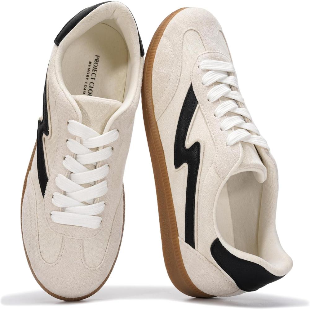 imageProject Cloud Sneakers for Women  LaceUp Shoes for Women Trendy Women Sneakers with Memory Foam Insole Womens Fashion Sneakers NonSlip Womens Shoes IritaTaupe