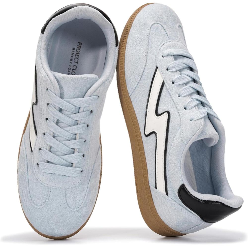 imageProject Cloud Sneakers for Women  LaceUp Shoes for Women Trendy Women Sneakers with Memory Foam Insole Womens Fashion Sneakers NonSlip Womens Shoes IritaLight Blue Microsuede