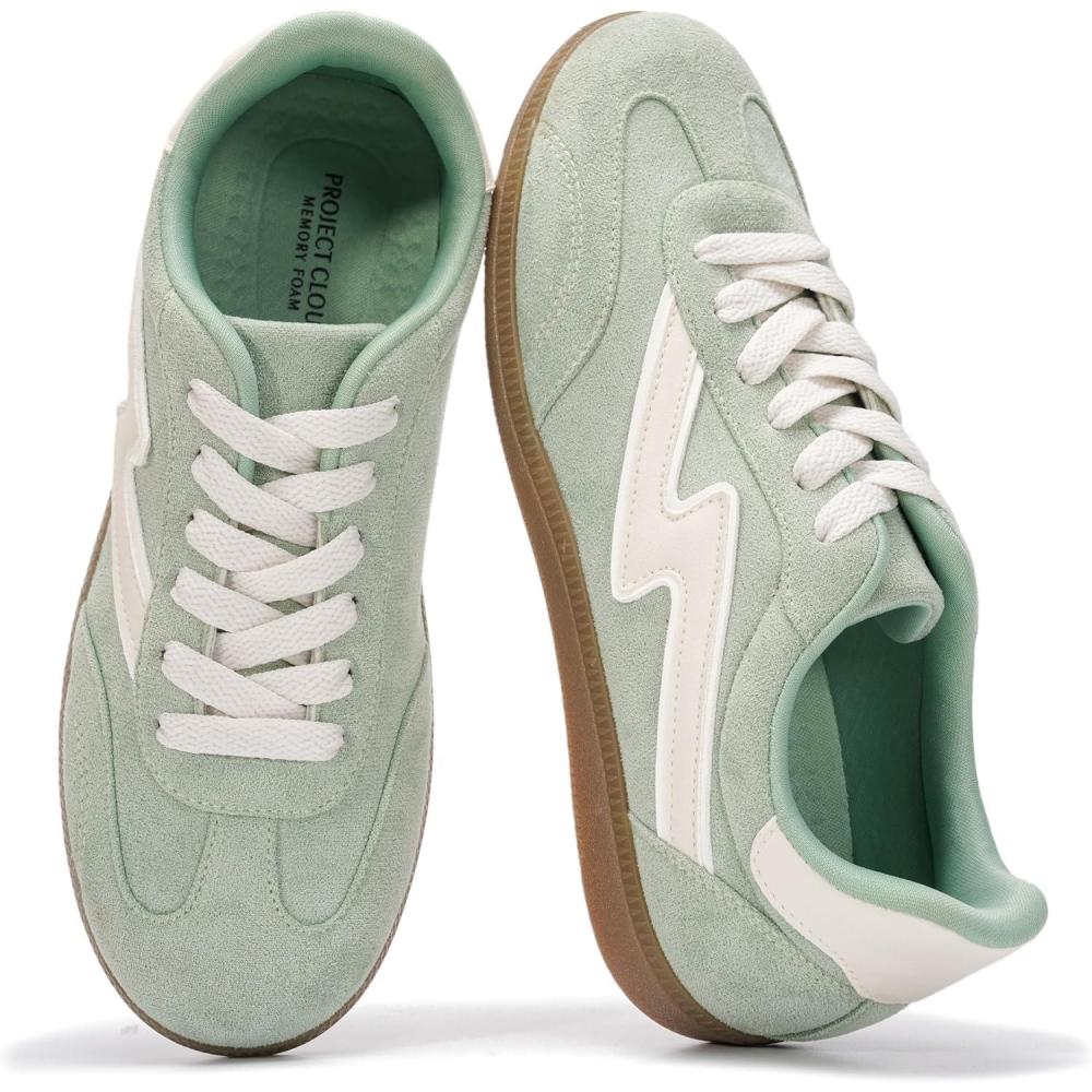 imageProject Cloud Sneakers for Women  LaceUp Shoes for Women Trendy Women Sneakers with Memory Foam Insole Womens Fashion Sneakers NonSlip Womens Shoes IritaPistachio