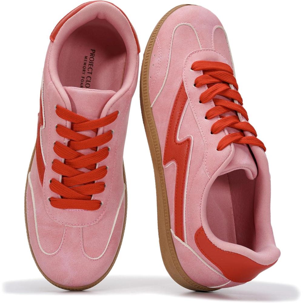 imageProject Cloud Sneakers for Women LaceUp Shoes for Women Trendy Women Sneakers with Memory Foam Insole Womens Fashion Sneakers NonSlip Womens Shoes IritaBubble Gum