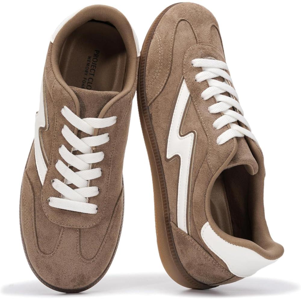 imageProject Cloud Sneakers for Women  LaceUp Shoes for Women Trendy Women Sneakers with Memory Foam Insole Womens Fashion Sneakers NonSlip Womens Shoes IritaMocha