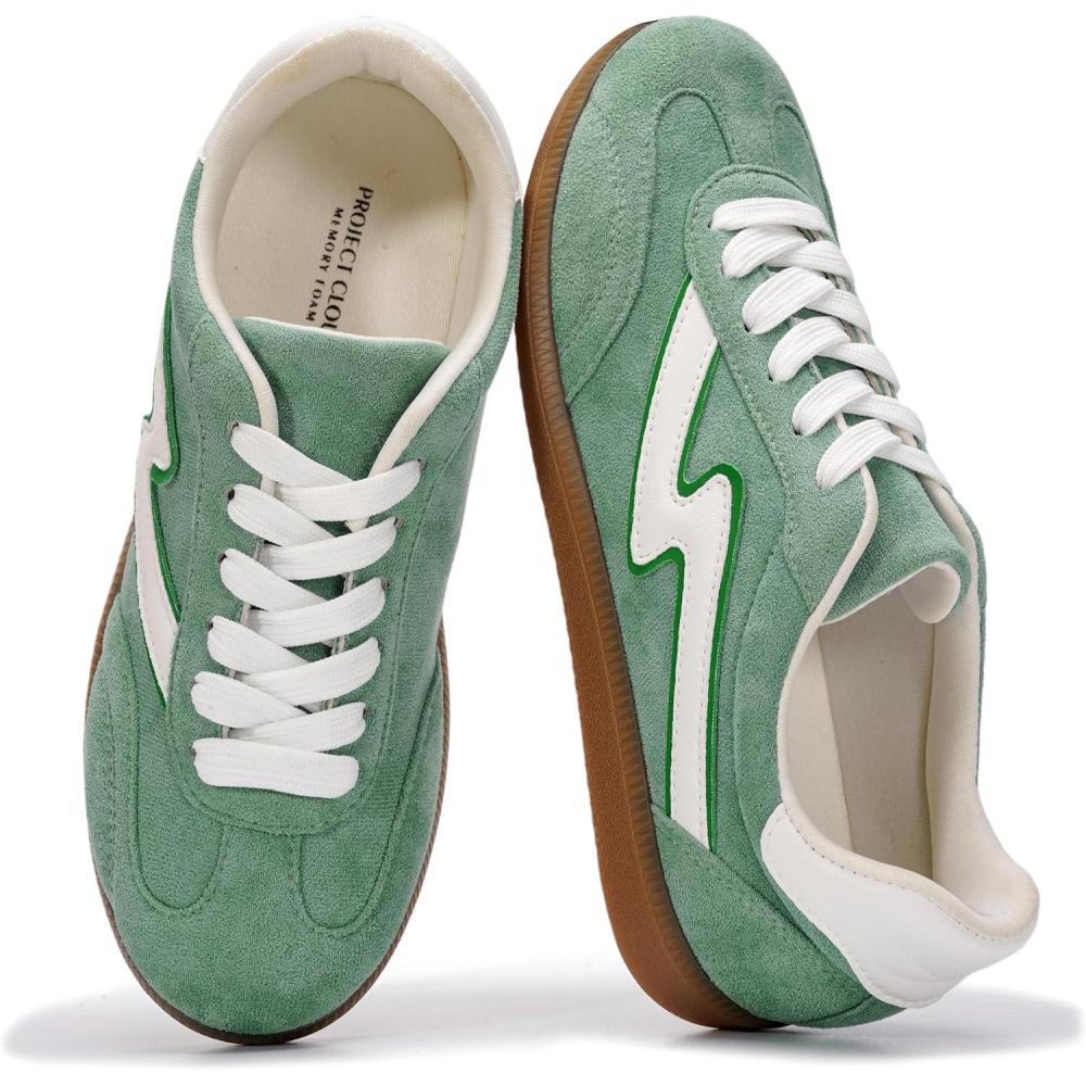 imageProject Cloud Sneakers for Women  LaceUp Shoes for Women Trendy Women Sneakers with Memory Foam Insole Womens Fashion Sneakers NonSlip Womens Shoes IritaGreen Multi