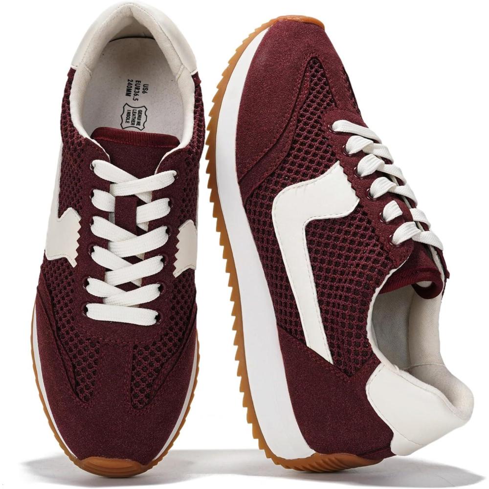imageProject Cloud Sneakers for Women  Lightweight LaceUp Shoes for Women with Memory Foam Insoles  Trendy Womens Shoes  NonSlip Comfortable Womens Sneakers MadisonBurgundy