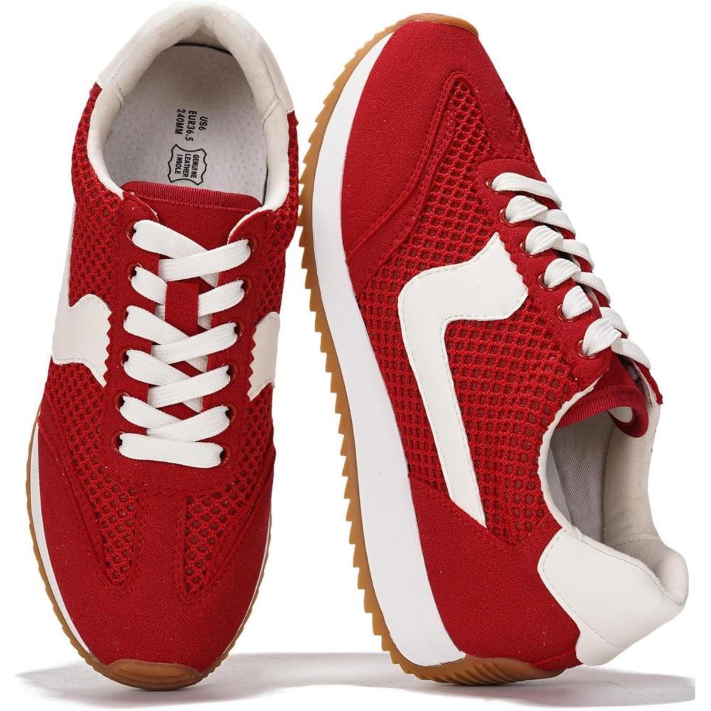 imageProject Cloud Sneakers for Women  Lightweight LaceUp Shoes for Women with Memory Foam Insoles  Trendy Womens Shoes  NonSlip Comfortable Womens Sneakers MadisonRed