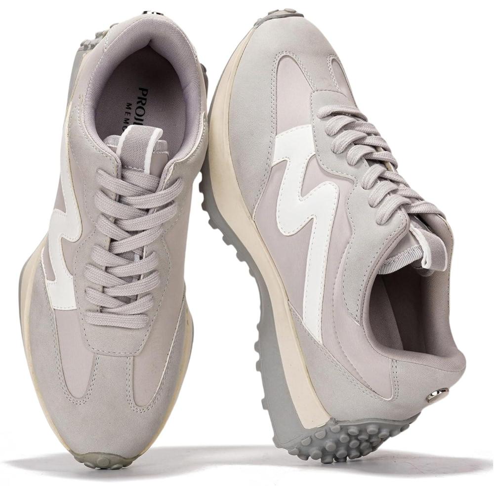 imageProject Cloud Trendy Sneakers for Women Memory Foam and NonSlip Comfortable Casual Ladies Shoes for Womens Fashion Sneakers Lightweight Laceup Shoes LeccoGrey