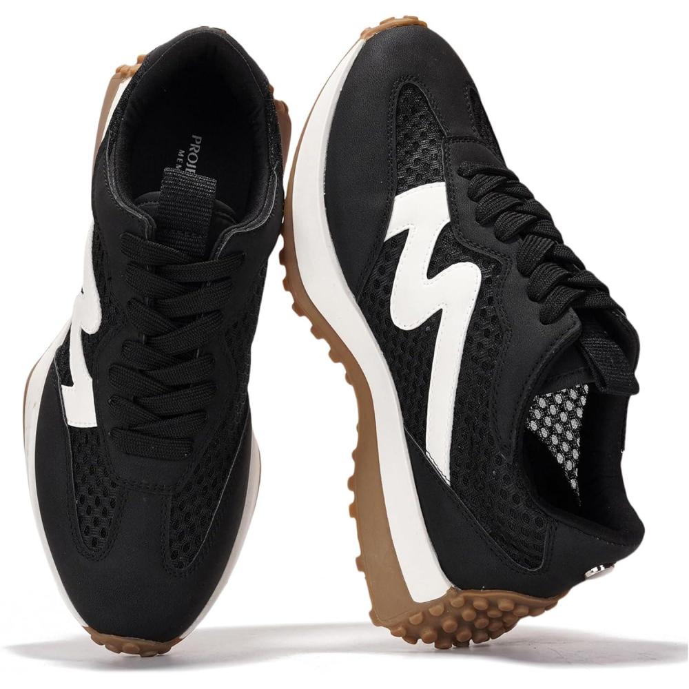 imageProject Cloud Trendy Sneakers for Women Memory Foam and NonSlip Comfortable Casual Ladies Shoes for Womens Fashion Sneakers Lightweight Laceup Shoes LeccoBlack Mesh