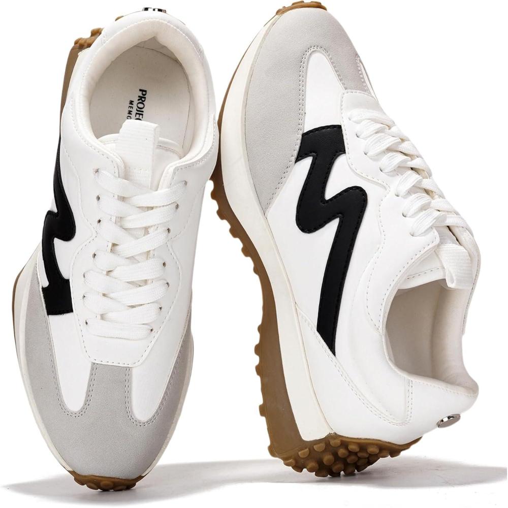 imageProject Cloud Trendy Sneakers for Women Memory Foam and NonSlip Comfortable Casual Ladies Shoes for Womens Fashion Sneakers Lightweight Laceup Shoes LeccoWhite Multi