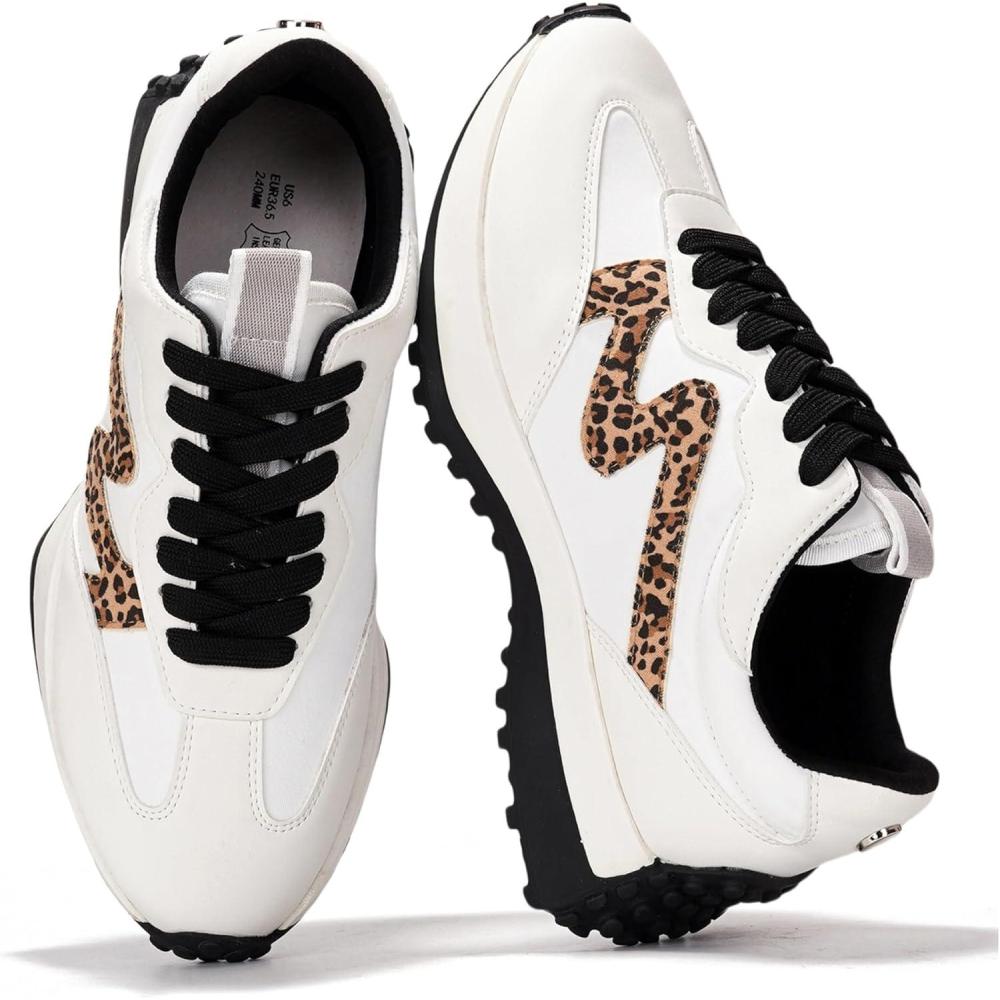 imageProject Cloud Trendy Sneakers for Women Memory Foam and NonSlip Comfortable Casual Ladies Shoes for Womens Fashion Sneakers Lightweight Laceup Shoes LeccoLeopard