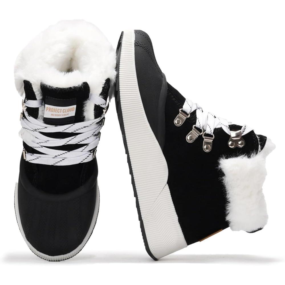 imageProject Cloud Waterproof Snow Boots for Women  Memory Foam Insole NonSlip Womens Snow Boots ampamp Winter Shoes with Shoe Lace  Lightweight Indoor Outdoor ShoesBlackhiker Upper