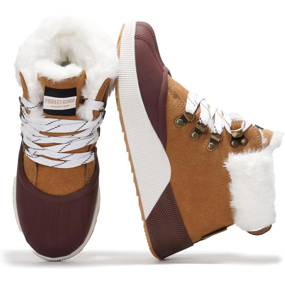 imageProject Cloud Waterproof Snow Boots for Women  Memory Foam Insole NonSlip Womens Snow Boots ampamp Winter Shoes with Shoe Lace  Lightweight Indoor Outdoor ShoesCamelhiker Upper