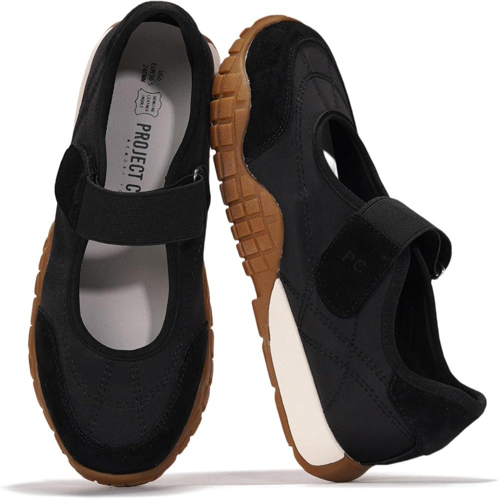 imageProject Cloud Womens Shoes  Lightweight Mary Jane Shoes Women with Memory Foam Insole  Non Slip Flats for Women Footwear  Womens Fashion Sneakers 2025 DonnaBlack