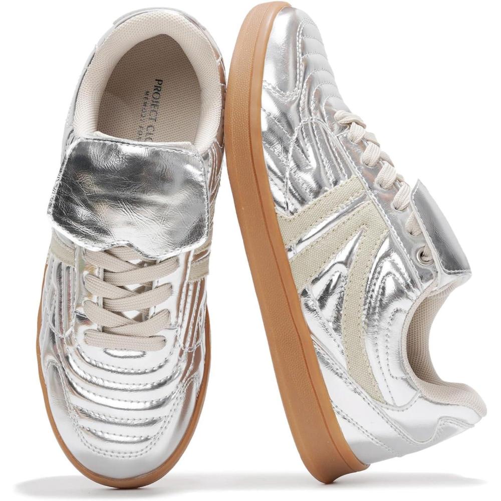 imageProject Cloud Womens Sneakers  Memory Foam Casual Shoes for Women Footwear Lace Up Womens Fashion Sneakers  NonSlip Comfortable Trendy Shoes Womens MadridSilver