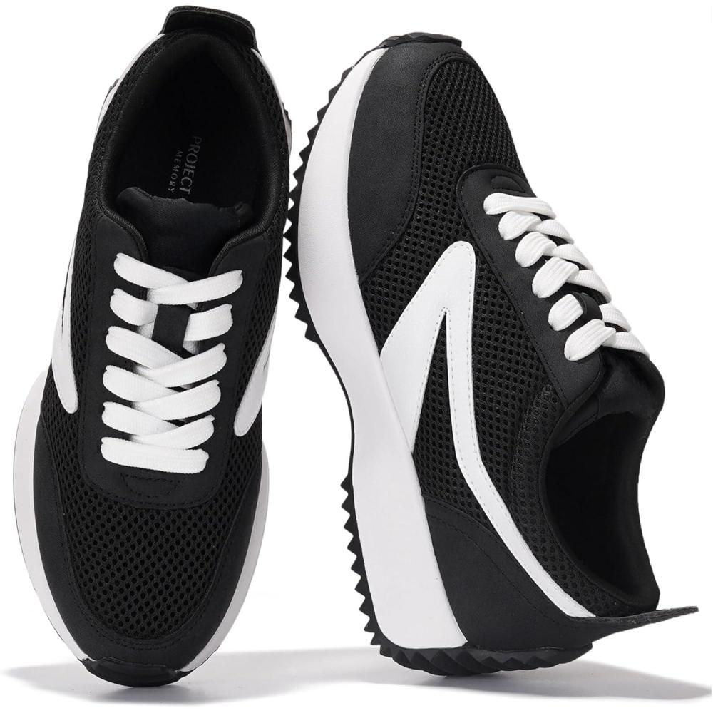 imageProject Cloud Womens Sneakers Memory Foam Insole and Lightweight Spring Shoes NonSlip Lace Up Trendy Shoes Fashion Sneakers for Women 2025Blackbalinda