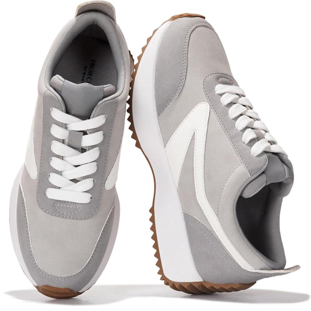 imageProject Cloud Womens Sneakers Memory Foam Insole and Lightweight Spring Shoes NonSlip Lace Up Trendy Shoes Fashion Sneakers for Women 2025Greybalinda