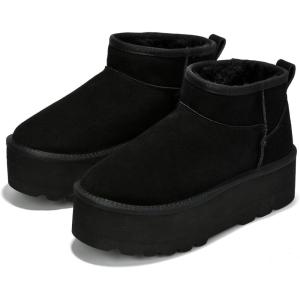 Project Cloud 100% Genuine Leather Ankle Boots for Women – Anti-Slip Memory Foam Insole Womens Boots – Lightweight Winter Womens Shoes, Ankle Booties for Women (Huggy)(Black)