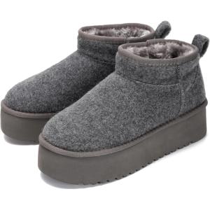 Project Cloud 100% Genuine Leather Ankle Boots for Women – Anti-Slip Memory Foam Insole Womens Boots – Lightweight Winter Womens Shoes, Ankle Booties for Women (Huggy)(Dark Grey Flannel)