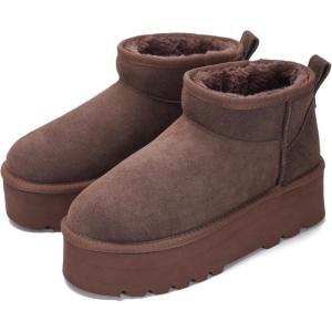 Project Cloud 100% Genuine Leather Ankle Boots for Women – Anti-Slip Memory Foam Insole Womens Boots – Lightweight Winter Womens Shoes, Ankle Booties for Women (Huggy)(Brown)