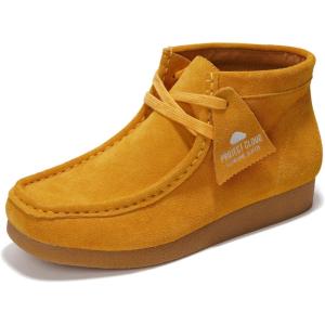 Project Cloud 100% Genuine Leather Ankle Boots for Women – Lightweight & Non Slip Womens Shoes – Memory Foam Insole Chukka Boots – Water Resistant Fashion Shoes for Women 2025 (Wally Boot)(Mustard)