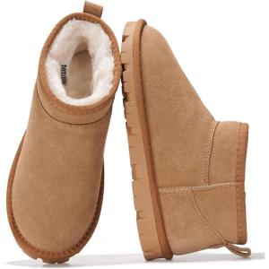 Project Cloud 100% Genuine Leather Ankle Boots for Women – Water Resistant Womens Boots with Memory Foam Insole – Comfortable Fall Shoes for Women 2025 (Hikey)(Chestnut Suede)