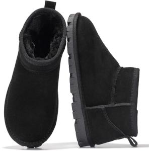 Project Cloud 100% Genuine Leather Ankle Boots for Women – Water Resistant Womens Boots with Memory Foam Insole – Comfortable Fall Shoes for Women 2025 (Hikey)(Black Suede)