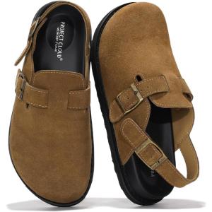 Project Cloud 100% Genuine Leather Clogs for Women – Backstrap Women’s Mules & Clogs with Memory Foam Insole – Lightweight, Trendy Womens Mules – Comfortable Slip On Shoes (Cassey)(Chestnut)