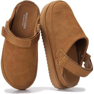 Project Cloud 100% Genuine Leather Clogs for Women – Memory Foam Womens Clogs & Mules with Adjustable Straps – Lightweight Platform Shoes Non-Slip Slides (Goldstar)(Chestnut)
